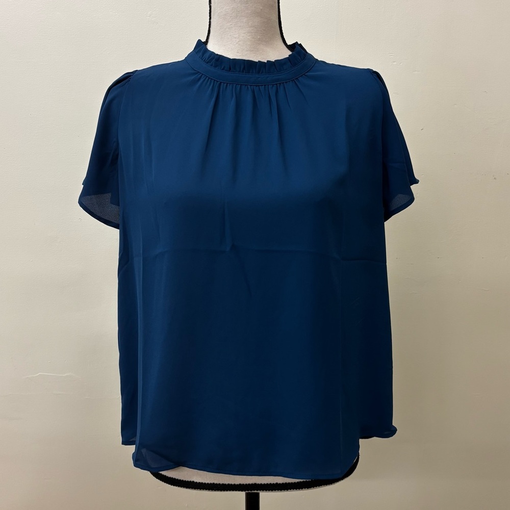 LOFT Outlet Sheer Navy Blue Women's Top